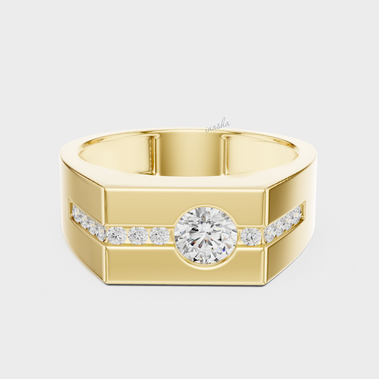 yellow gold lab grown diamond men’s ring