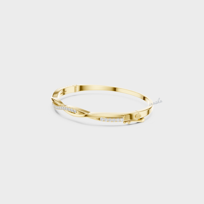 Lab-Grown Round Cut Diamond Kada Bracelet in Yellow Gold