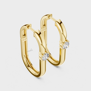 Round Cut Lab-Grown Diamond Certified Hoops Earrings in