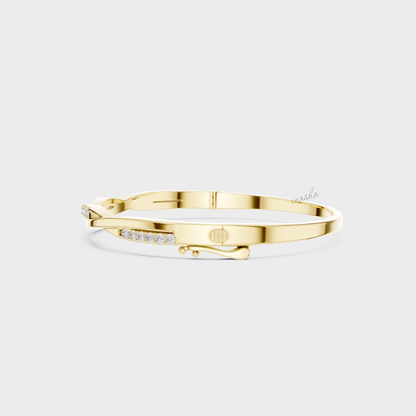 Premium Round Cut Lab Diamond Kada Bracelet Yellow Gold Finish