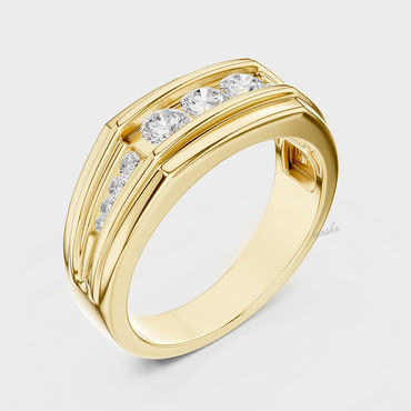 14k gold men’s round lab grown diamond ring