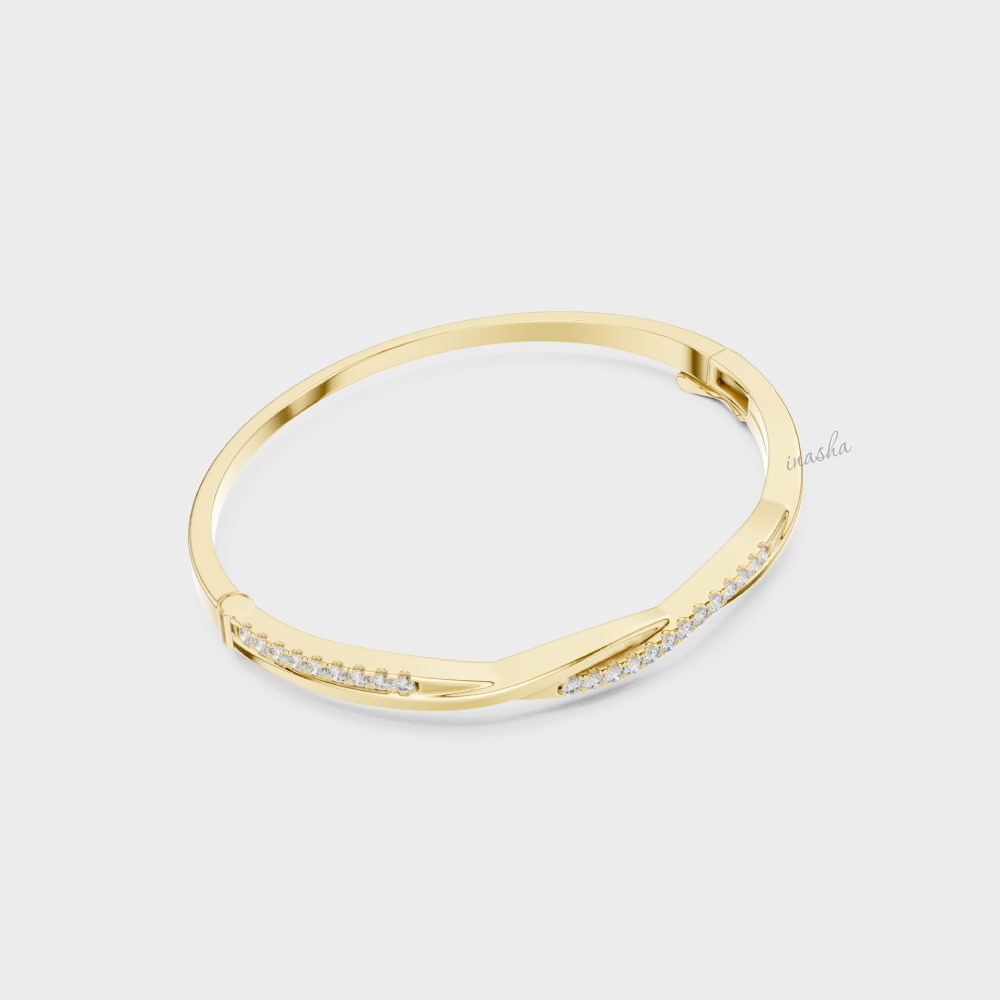 Elegant Lab-Grown Diamond Kada Bracelet Yellow Gold Jewellery