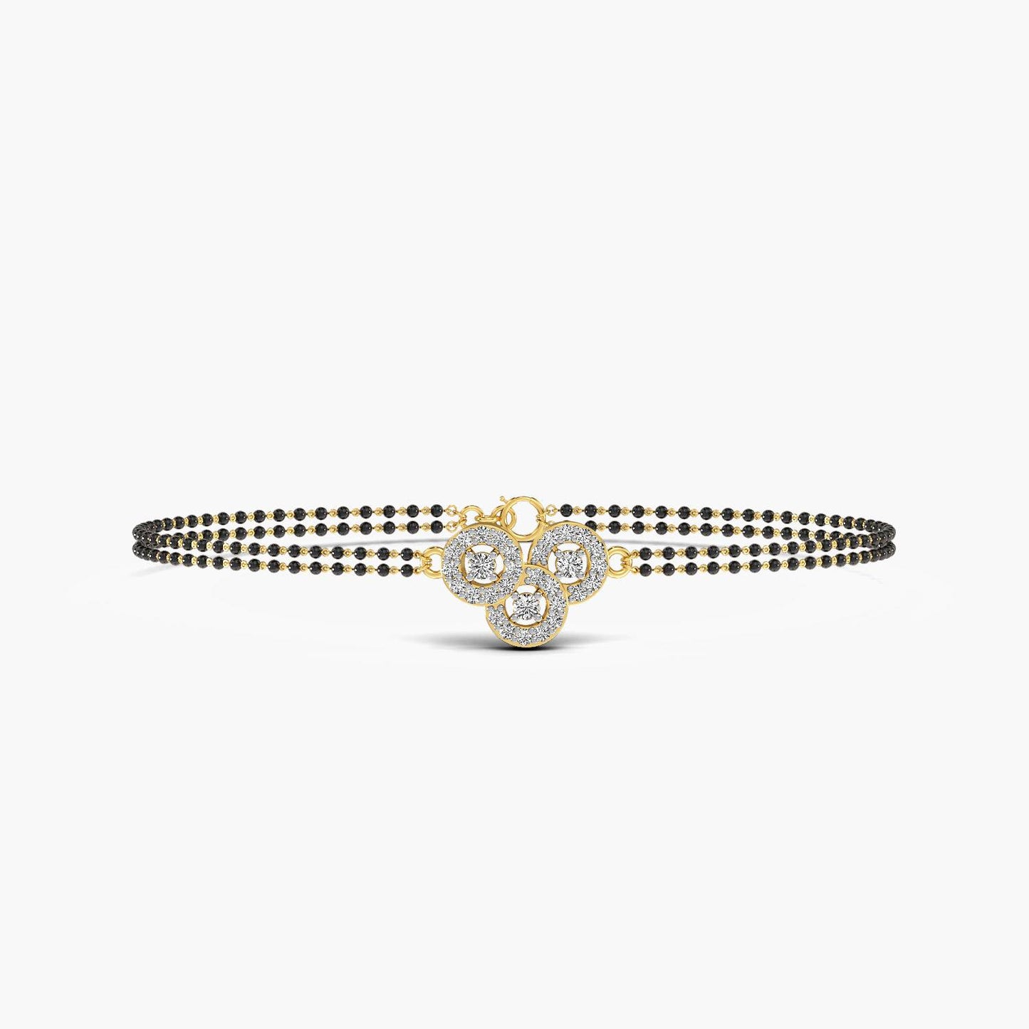 Classic yellow gold Mangalsutra bracelet featuring round lab diamond