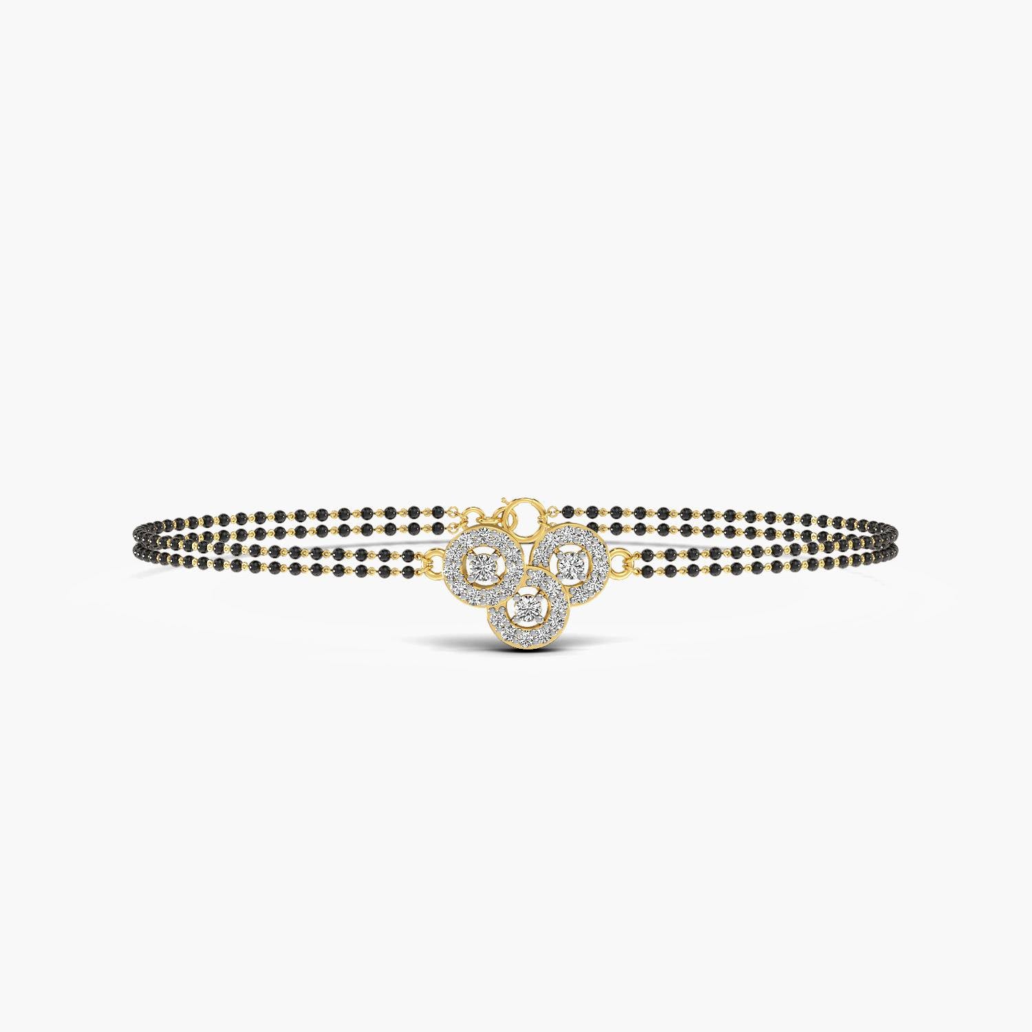 Classic yellow gold Mangalsutra bracelet featuring round lab diamond