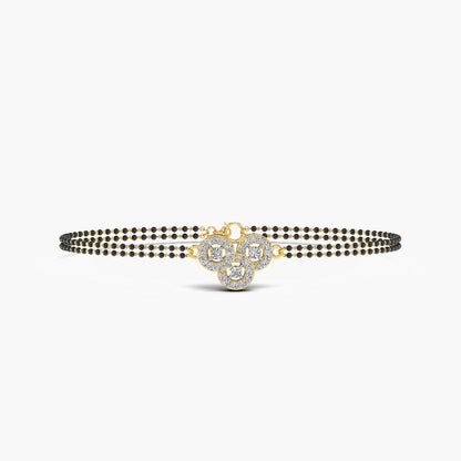 Classic yellow gold Mangalsutra bracelet featuring round lab diamond