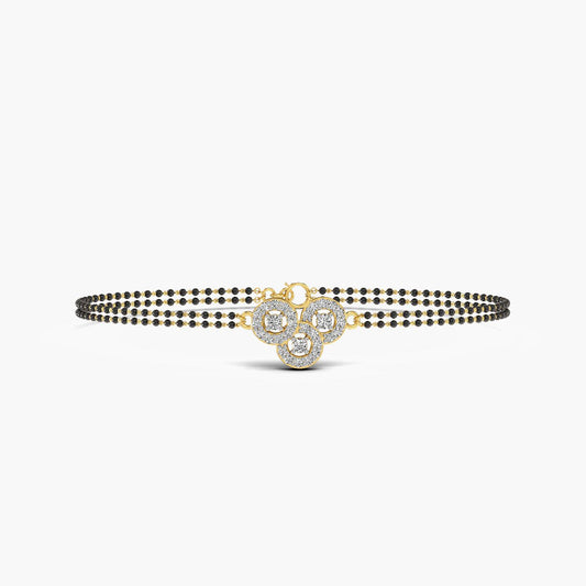 Classic yellow gold Mangalsutra bracelet featuring round lab diamond