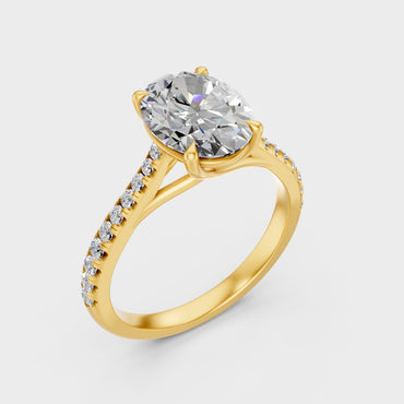 2 Carat Lab-Grown Oval Diamond Ring in 18K Yellow Gold