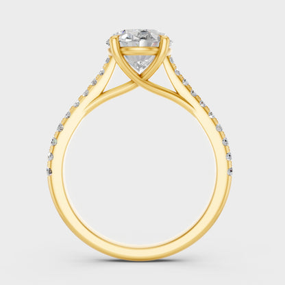 2 Carat Lab-Grown Oval Diamond Ring in 18K Yellow Gold