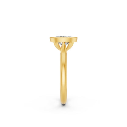 1.1 Ct Oval and Round Cut Lab Grown Diamond Ring in 18K Yellow Gold