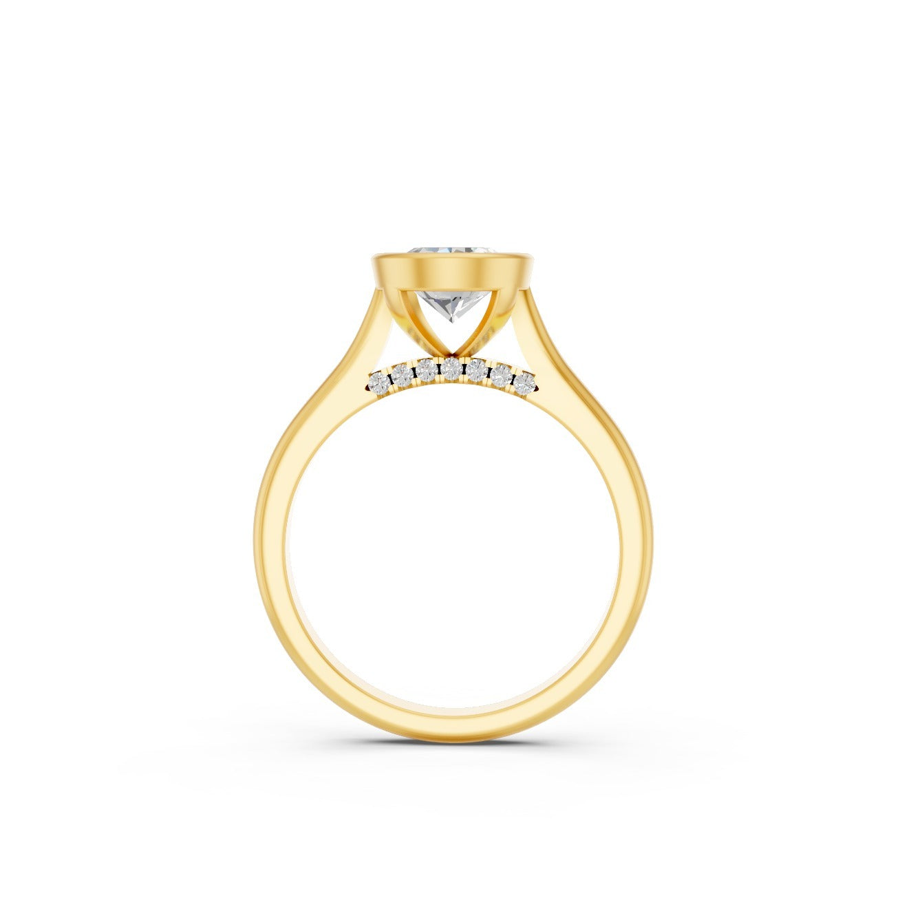 1.1 Ct Oval and Round Cut Lab Grown Diamond Ring in 18K Yellow Gold