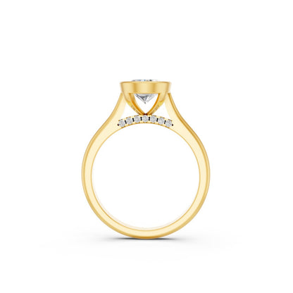 1.1 Ct Oval and Round Cut Lab Grown Diamond Ring in 18K Yellow Gold