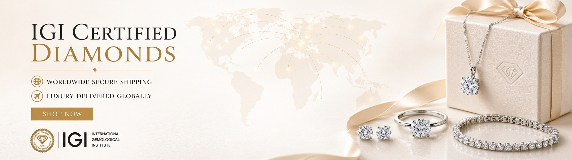 Luxury IGI certified diamond jewelry with fully insured international shipping worldwide from InaSha Diamonds