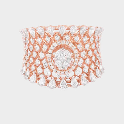 Romantic Rose Gold Cocktail Ring With Round Lab-Grown Diamonds