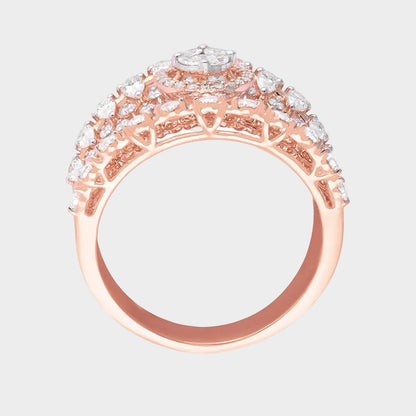 Rose Gold Round-Cut Lab-Grown Diamond Cocktail Ring For Modern Ethical Luxury