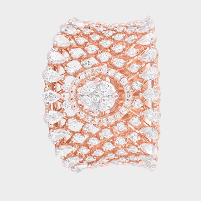 Unique Rose Gold Statement Ring Featuring A Gli Certified Round Lab Diamond