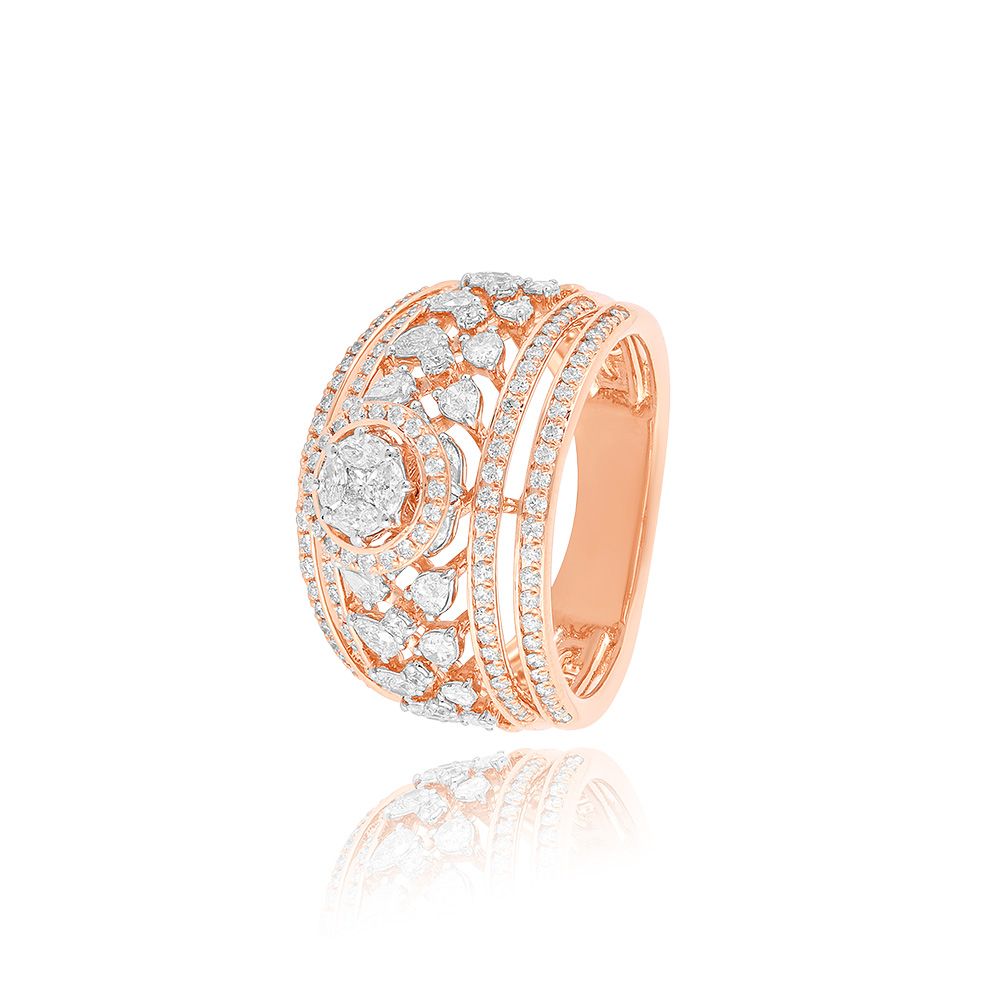 Unique Rose Gold Statement Ring Featuring A Gli Certified Round Lab Diamond