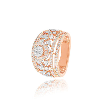 Unique Rose Gold Statement Ring Featuring A Gli Certified Round Lab Diamond