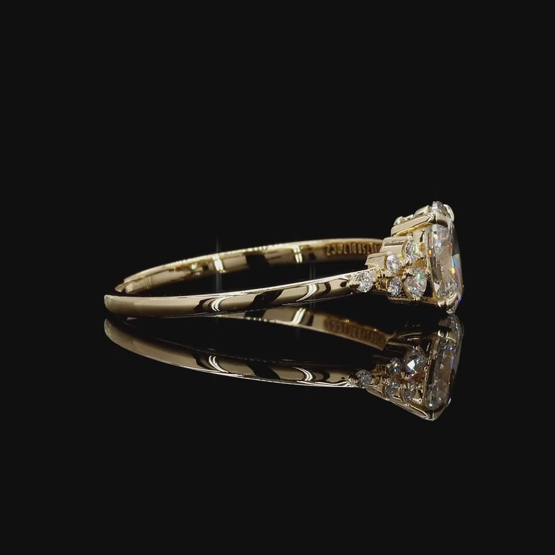 yellow gold oval round cut diamond engagement ring