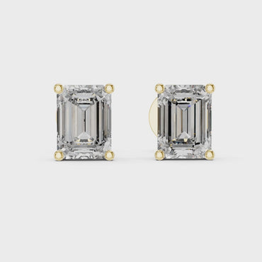 1.25 Carat Each Emerald Cut Lab Grown Diamond Earrings In