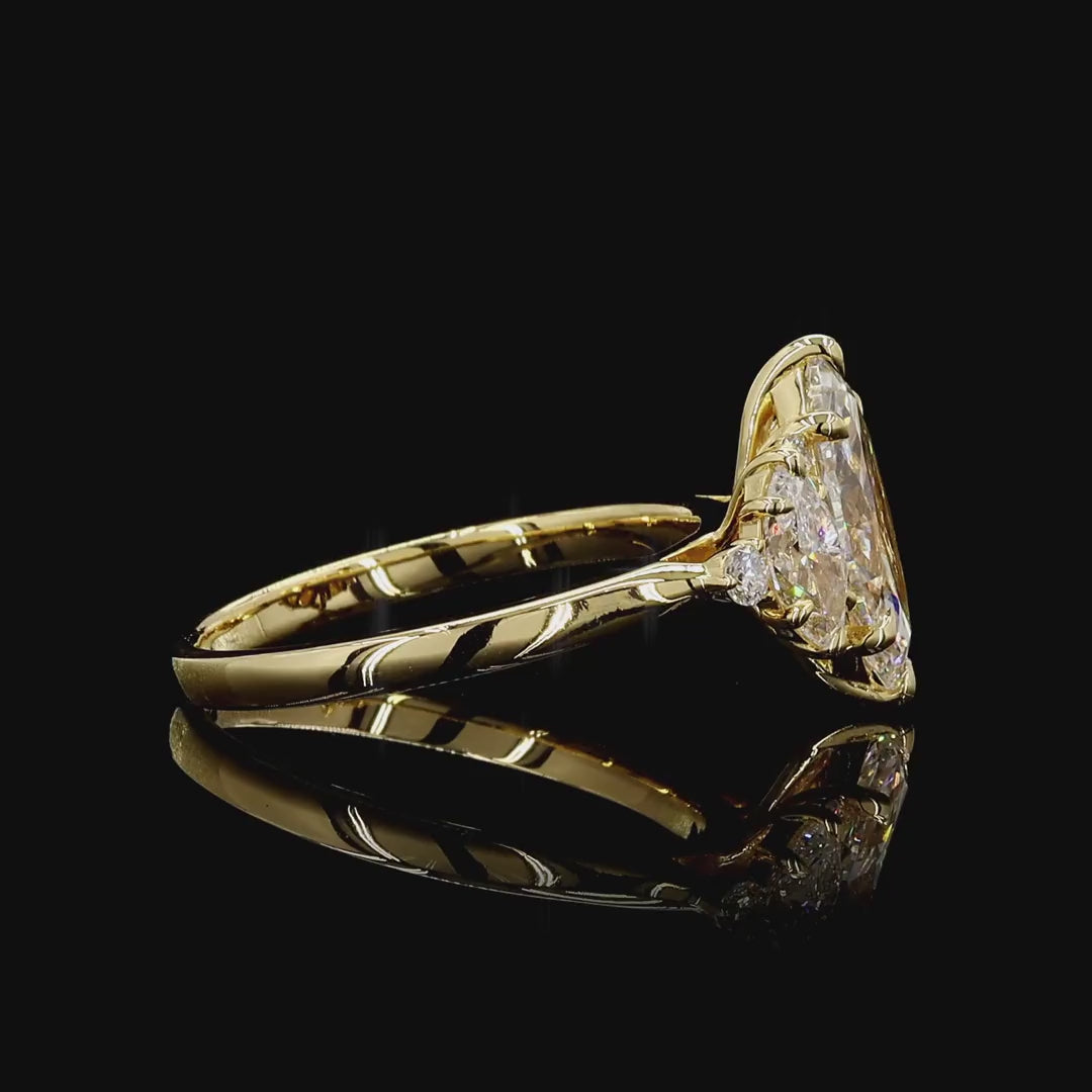 Fine Lab-Grown Diamond Ring With Round Cut Accents In 14K Yellow Gold