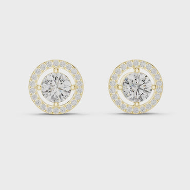 Round Cut Lab-Grown Certified Diamond Halo Stud Earrings