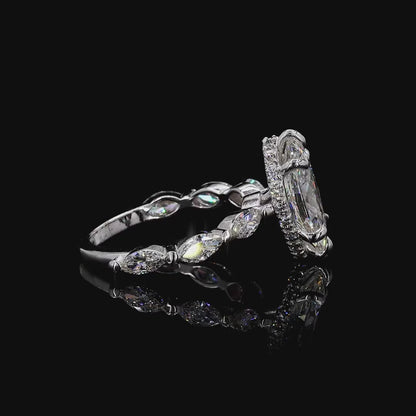 Statement white gold lab grown diamond halo ring