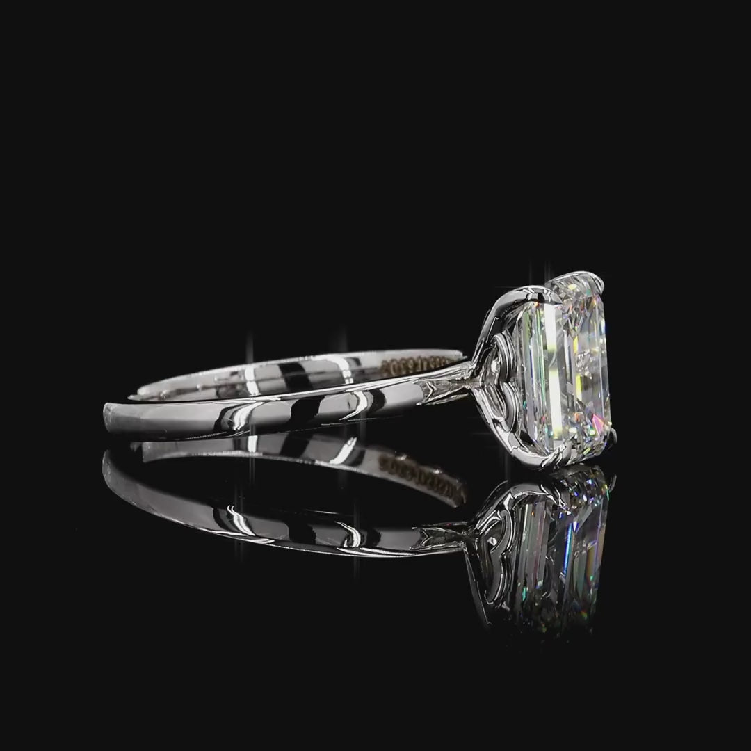 luxury lab grown emerald diamond ring white gold