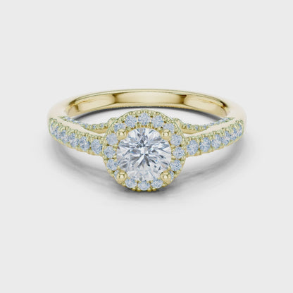 1.19 Ct Round Cut Lab Grown Diamond Halo Ring In