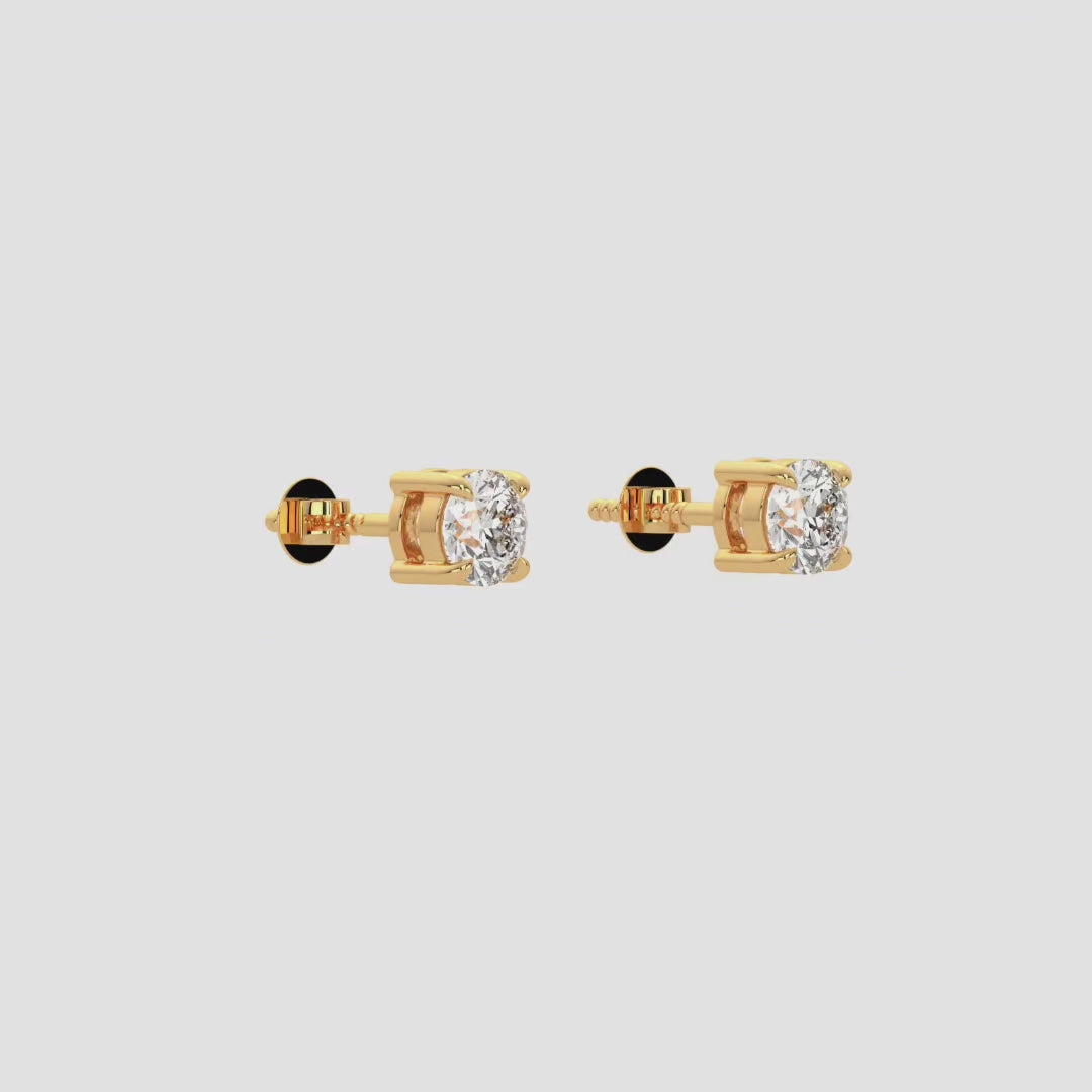 Elegant Yellow Gold Lab-Grown Diamond Convertible Earrings Featuring Certified Round Cut Diamonds For Ethical Luxury