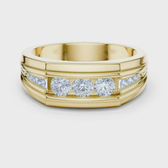 Elegant men’s diamond ring lab grown round cut