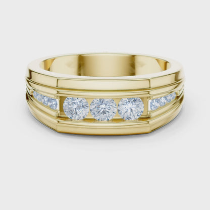 Elegant men’s diamond ring lab grown round cut