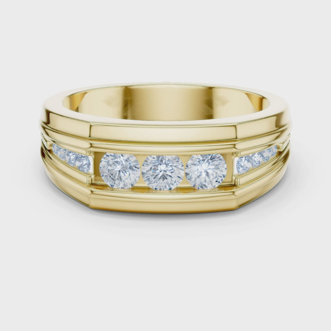 Elegant men’s diamond ring lab grown round cut