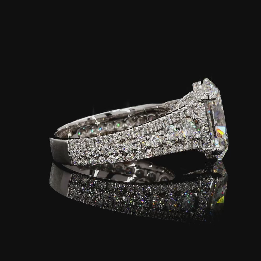White Gold Oval Proposal Ring With Round Accent Diamonds