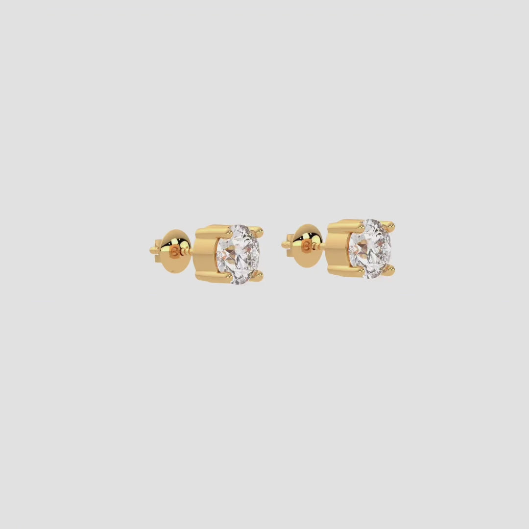 Fine Yellow Gold Diamond Convertible Earrings With Brilliant 1.14 Ct Total Weight Certified Lab-Grown Diamonds