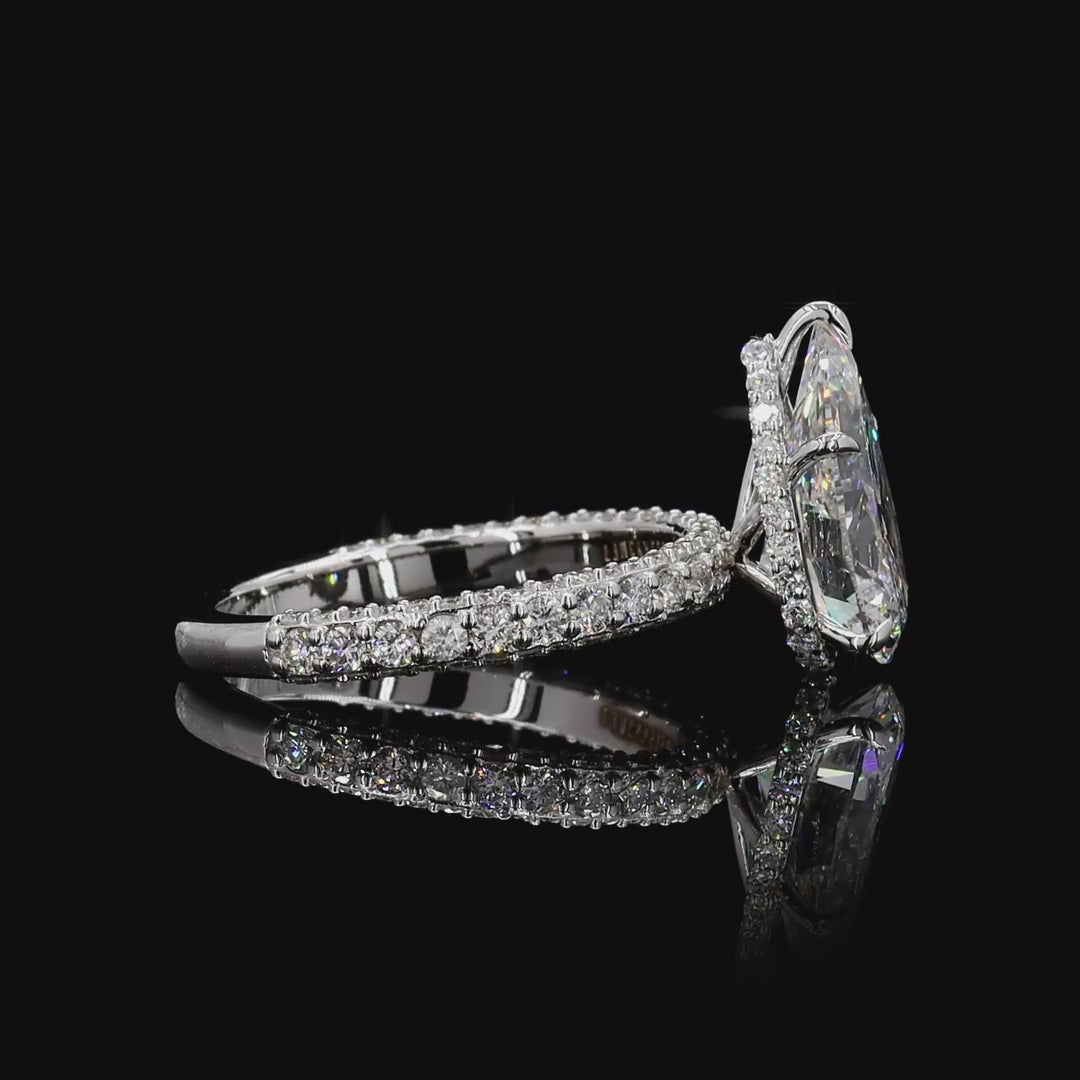 white gold pear cut lab grown diamond engagement ring