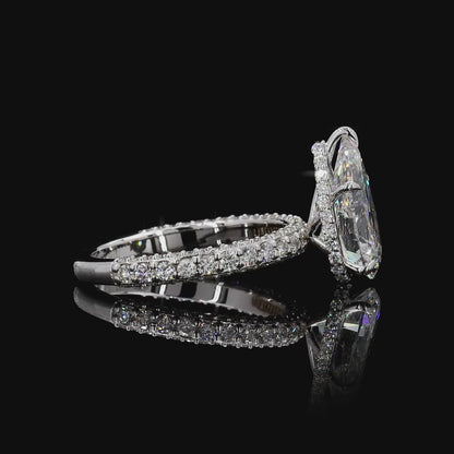 white gold pear cut lab grown diamond engagement ring