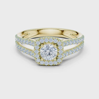 1.01 Ct Round Cut Lab Grown Diamond Halo Ring In