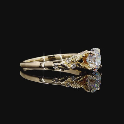 Yellow gold lab grown diamond ring 1.24 carat round cut