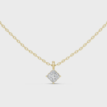 0.50 Carat Princess Cut Lab-Grown Diamond Pendant With Chain in
