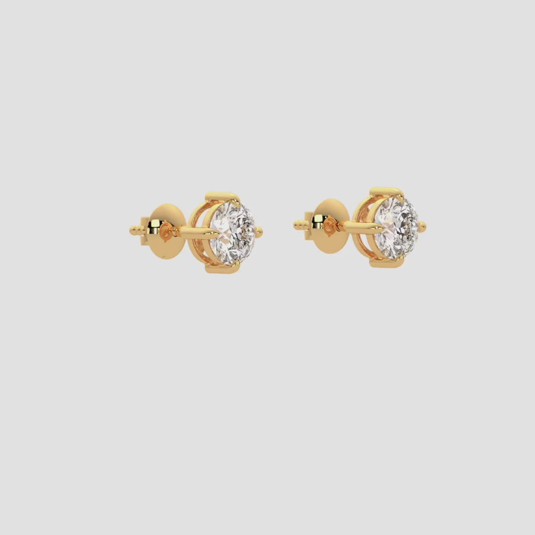 Elegant Yellow Gold Lab-Grown Diamond Convertible Earrings Featuring Certified Round Cut Diamonds For Ethical Luxury