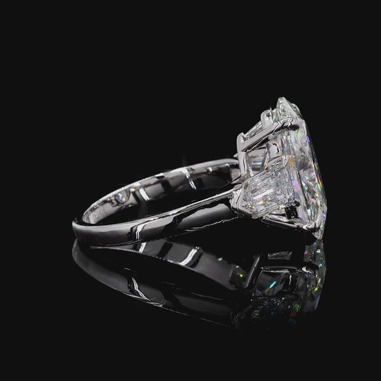 Statement white gold lab grown diamond three stone ring