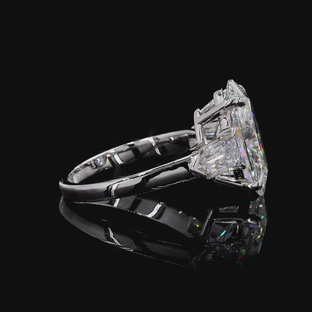 Statement white gold lab grown diamond three stone ring