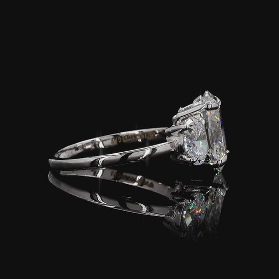 Timeless white gold lab grown diamond three stone ring
