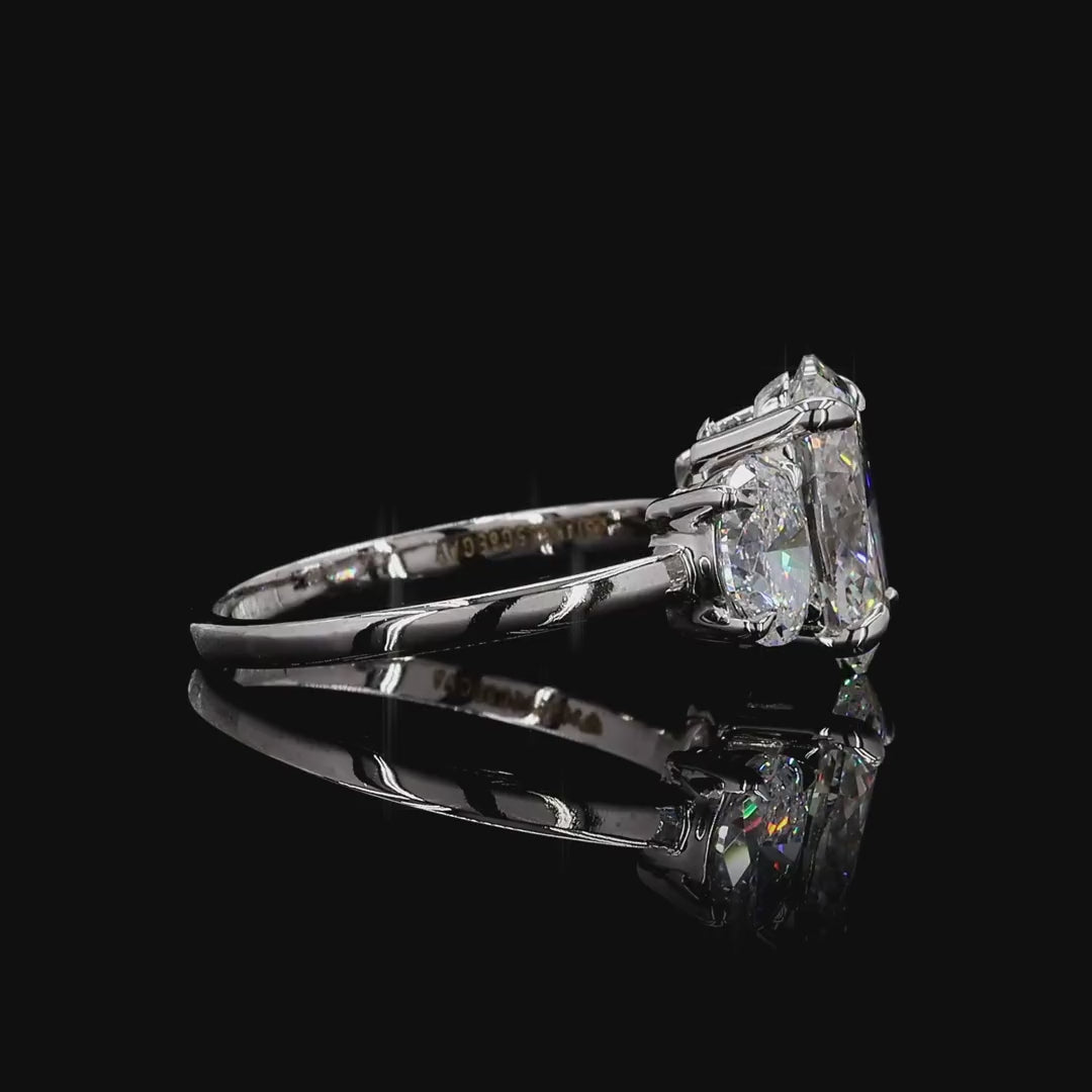 Timeless white gold lab grown diamond three stone ring