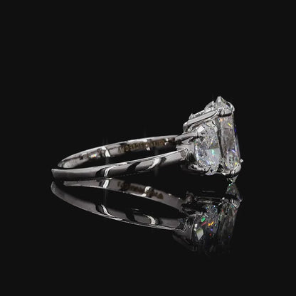 Timeless white gold lab grown diamond three stone ring