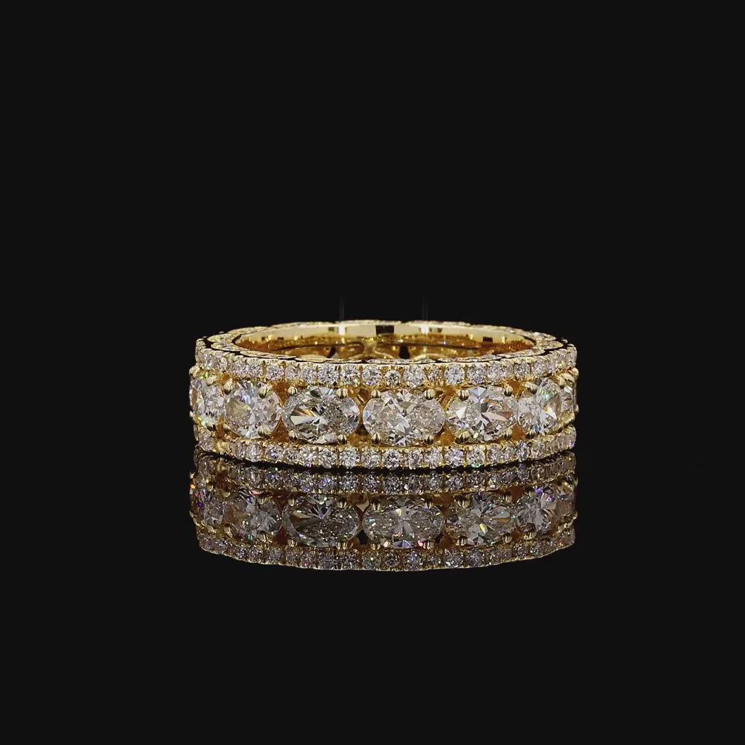Luxury yellow gold lab grown diamond band oval round design