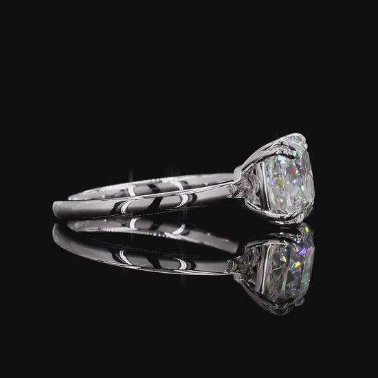 White gold lab grown diamond engagement ring cushion cut