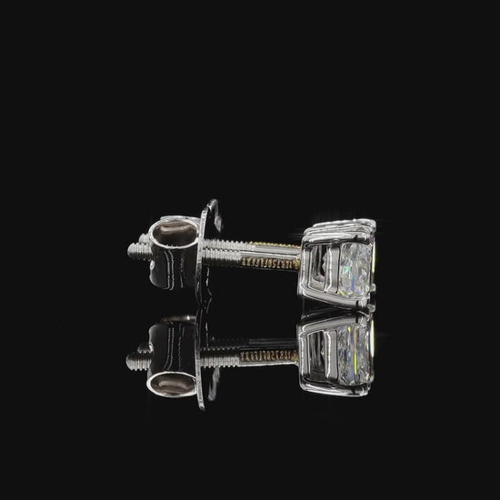 Bridal princess cut lab grown diamond earrings
