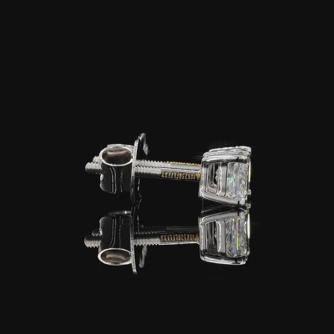 Bridal princess cut lab grown diamond earrings