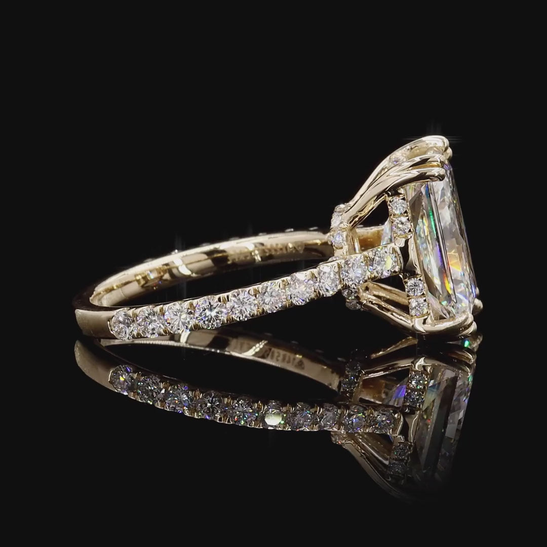 yellow gold radiant round cut diamond engagement ring